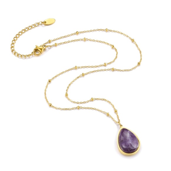 🆕New Healing Amethyst Crystal Teardrop Necklace - Picture 4 of 6